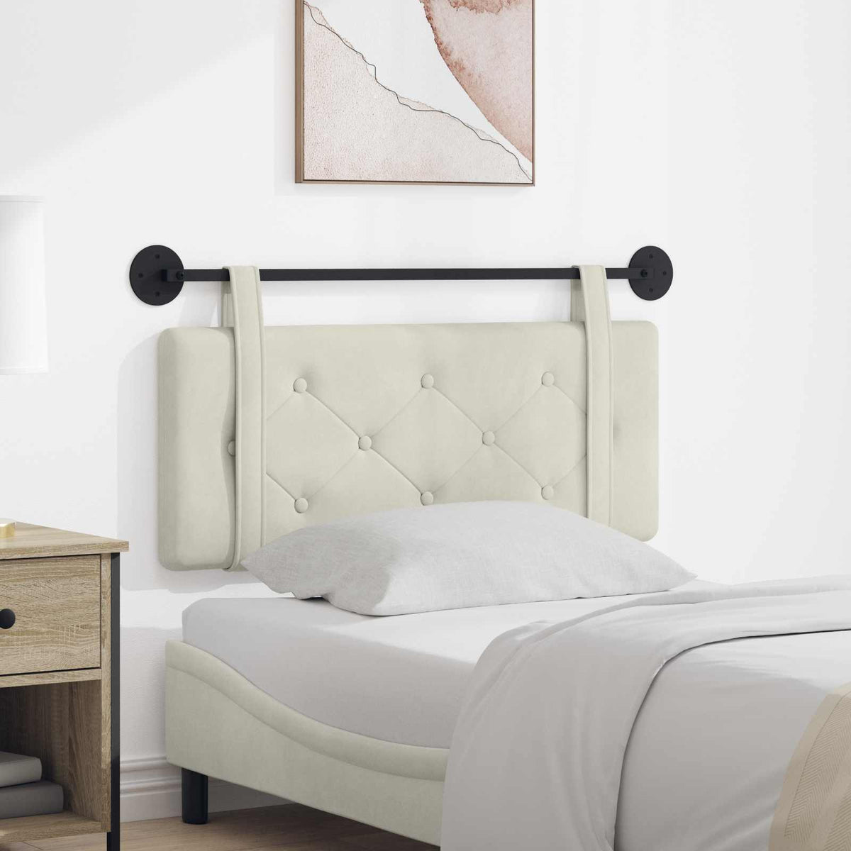 Vidaxl hangend hoofdbord crème fluweel
