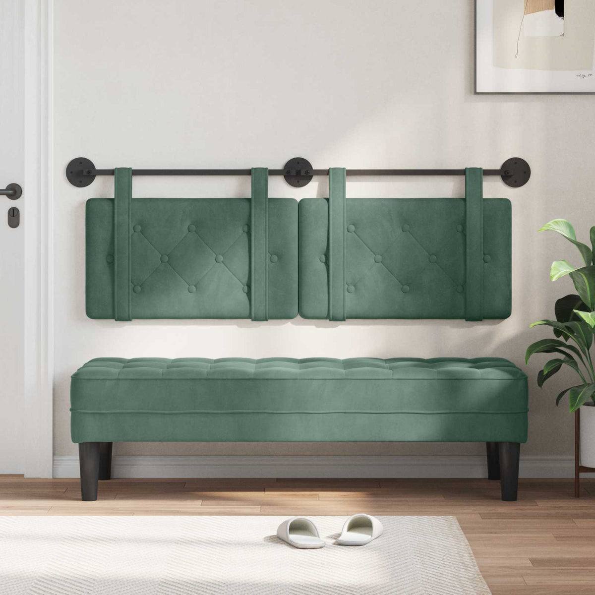 Vidaxl hangend hoofdbord zeegroen fluweel