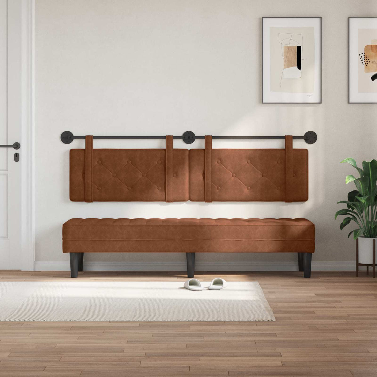 Vidaxl hangend hoofdbord bruin antiek pu