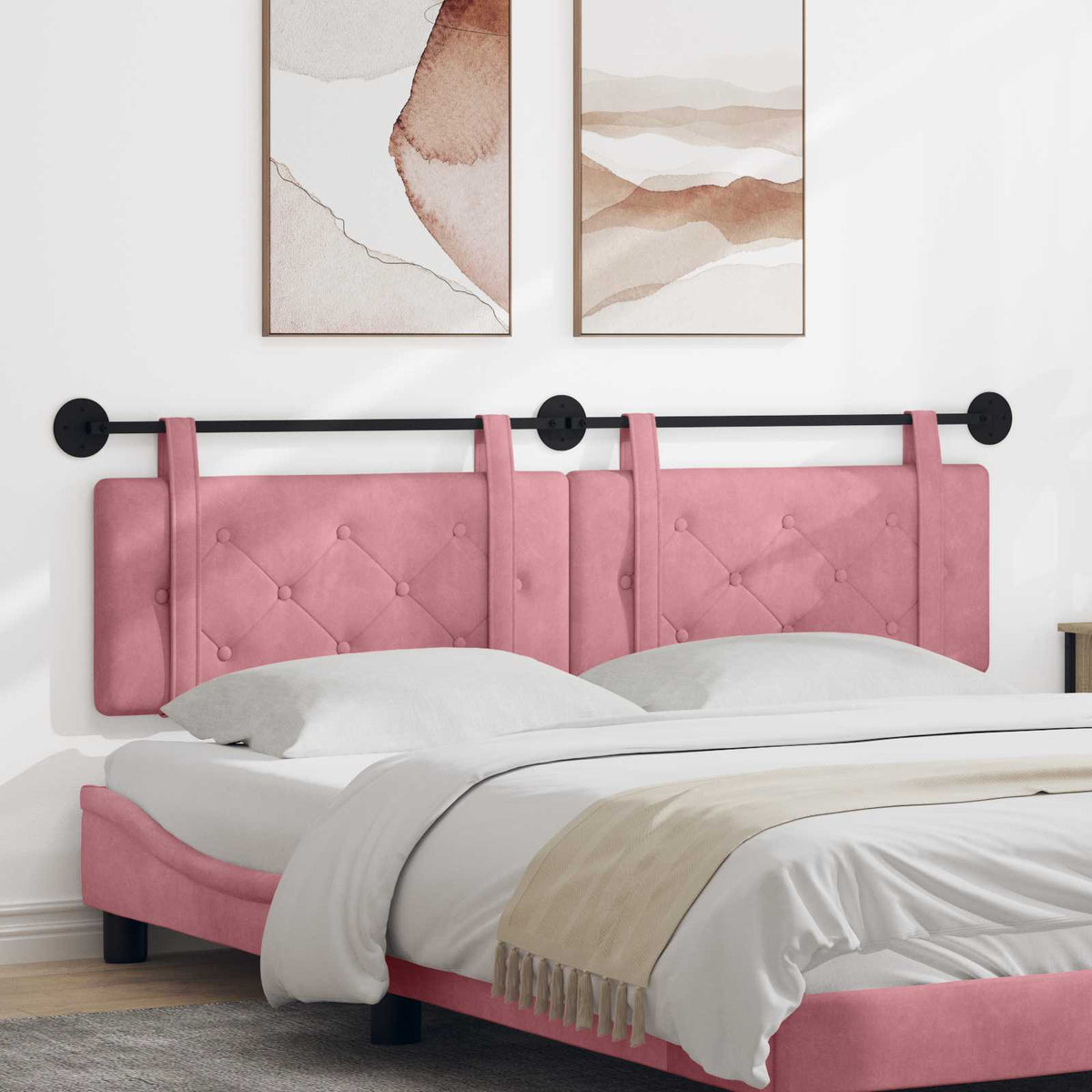 Vidaxl hangend hoofdbord roze fluweel