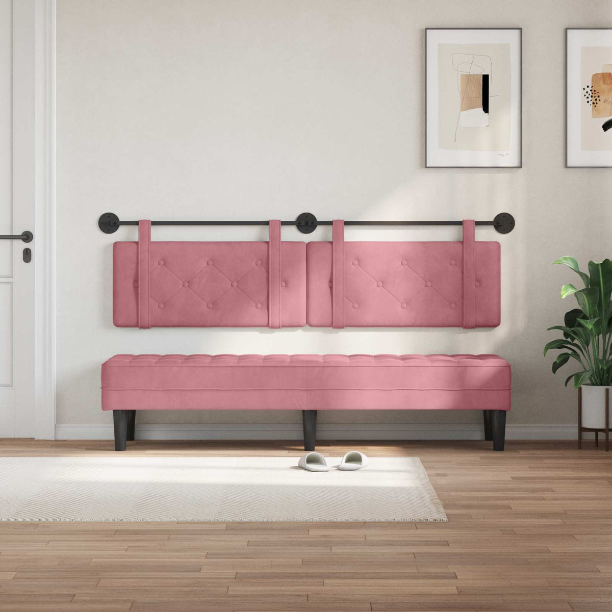 Vidaxl hangend hoofdbord roze fluweel