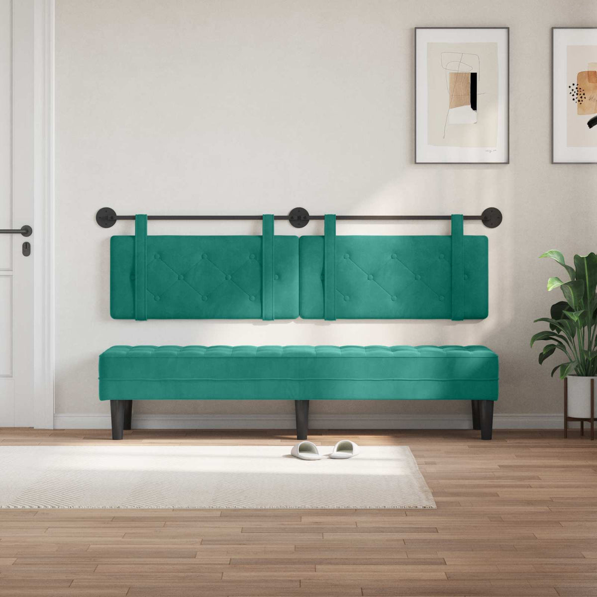 Vidaxl hangend hoofdbord turquoise fluweel