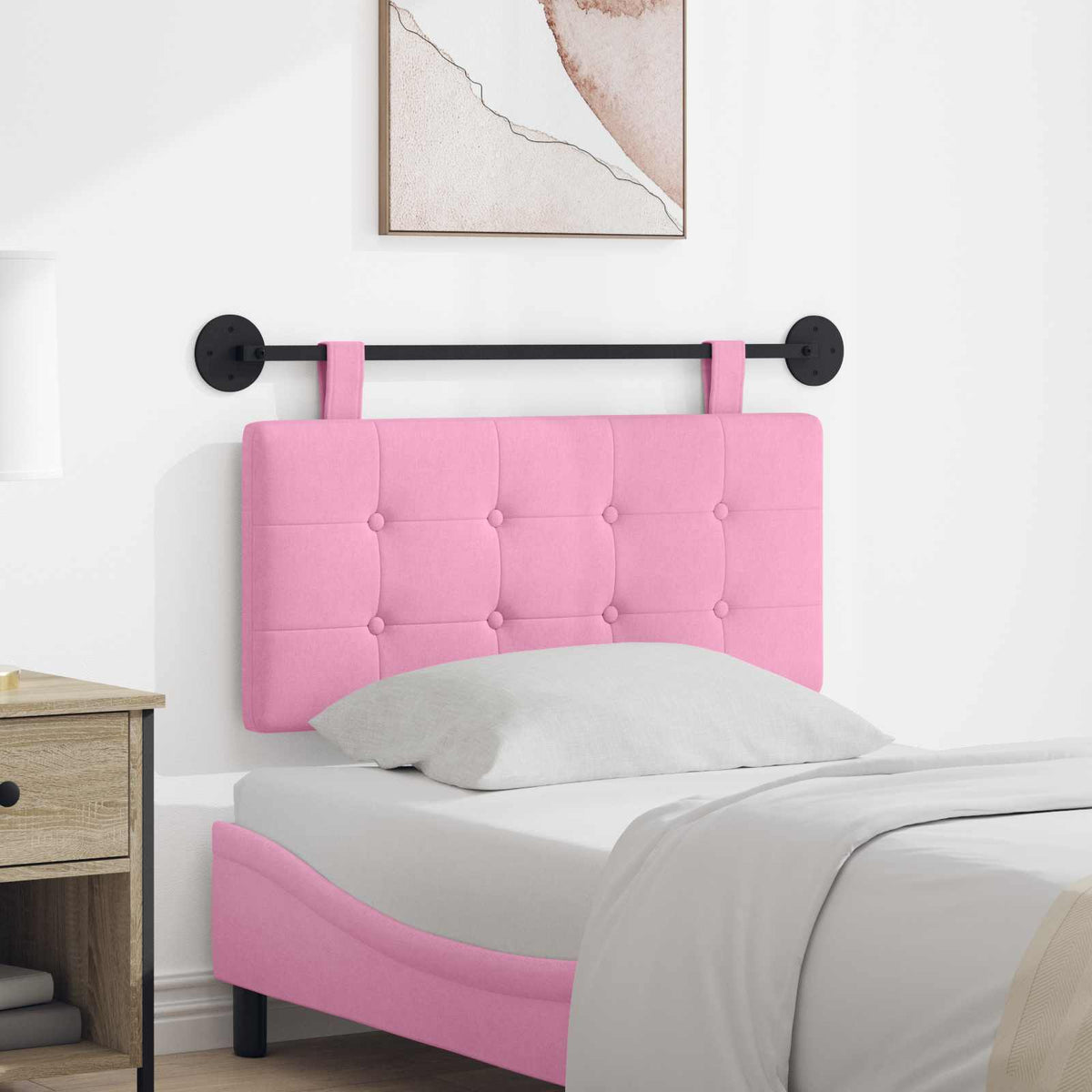 Vidaxl hangend hoofdbord roze stof