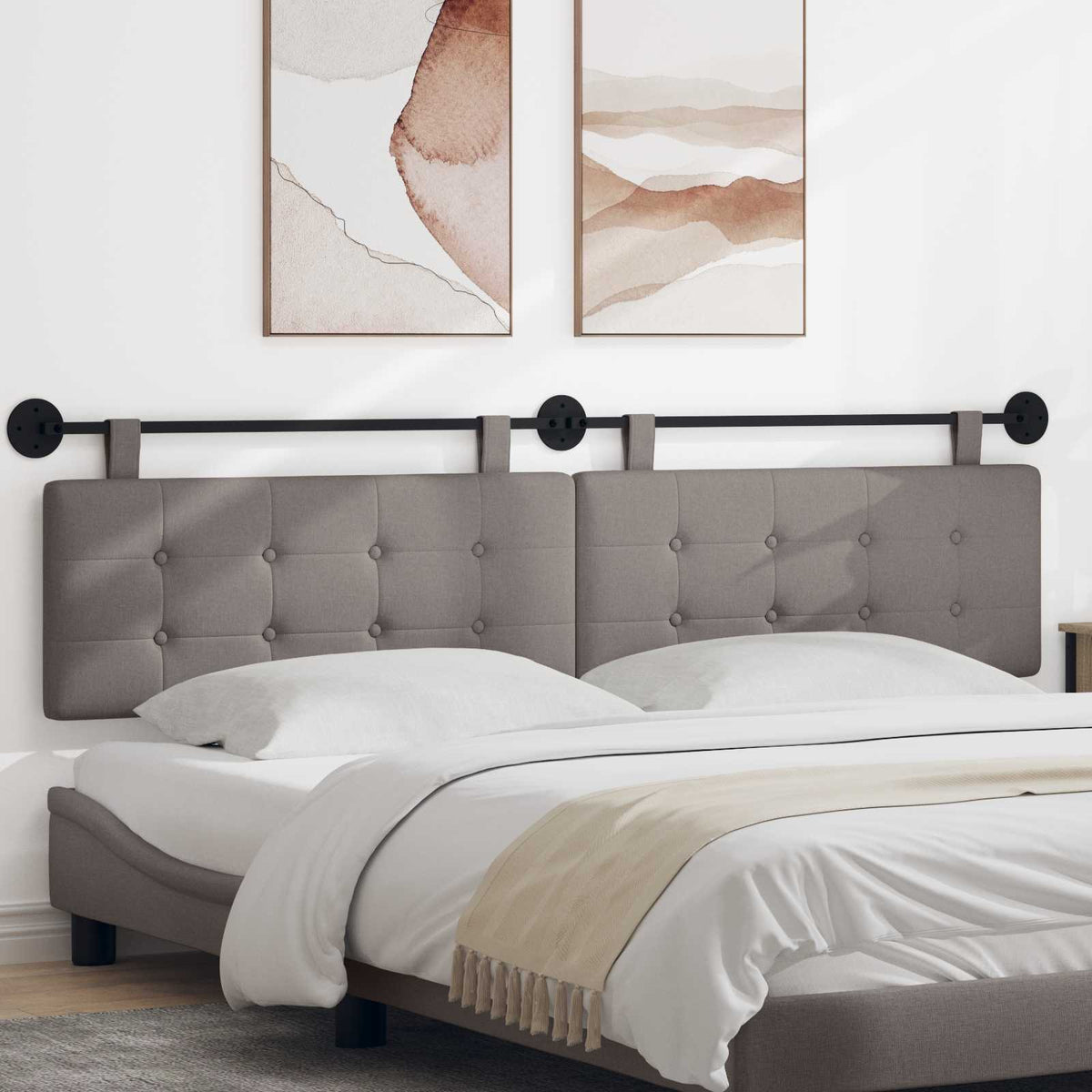 Vidaxl hangend hoofdbord taupe stof