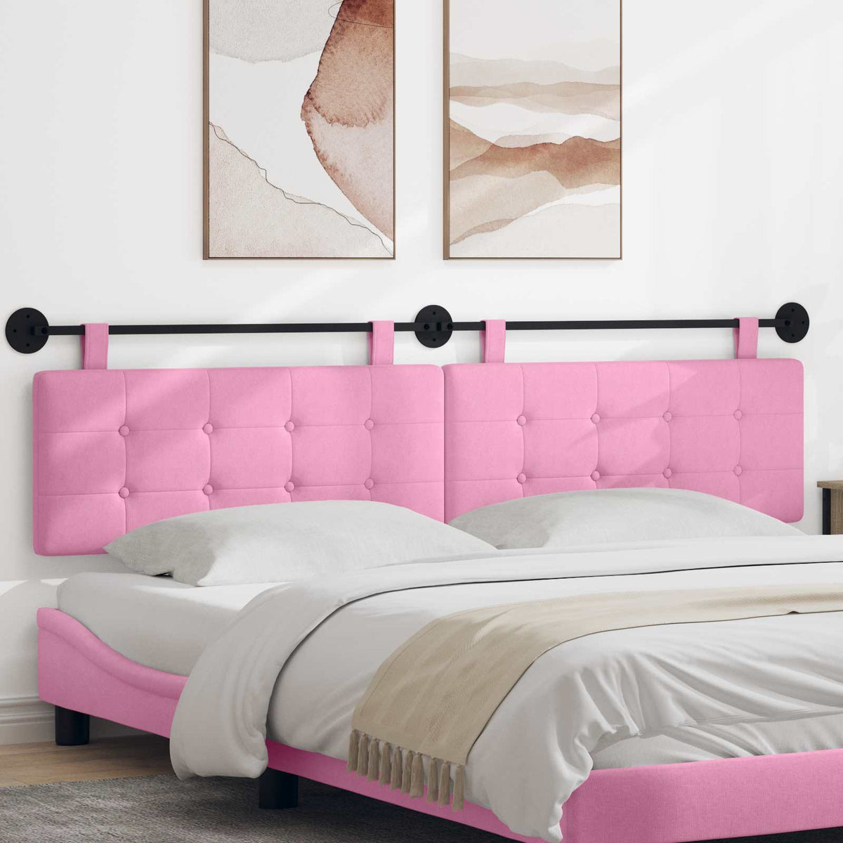 Vidaxl hangend hoofdbord roze stof