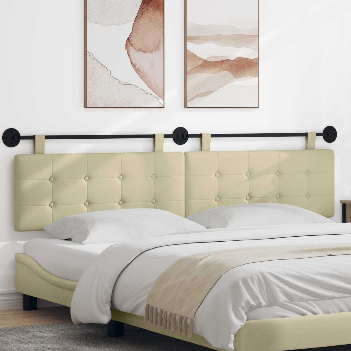 Vidaxl hangend hoofdbord crème kunstleer