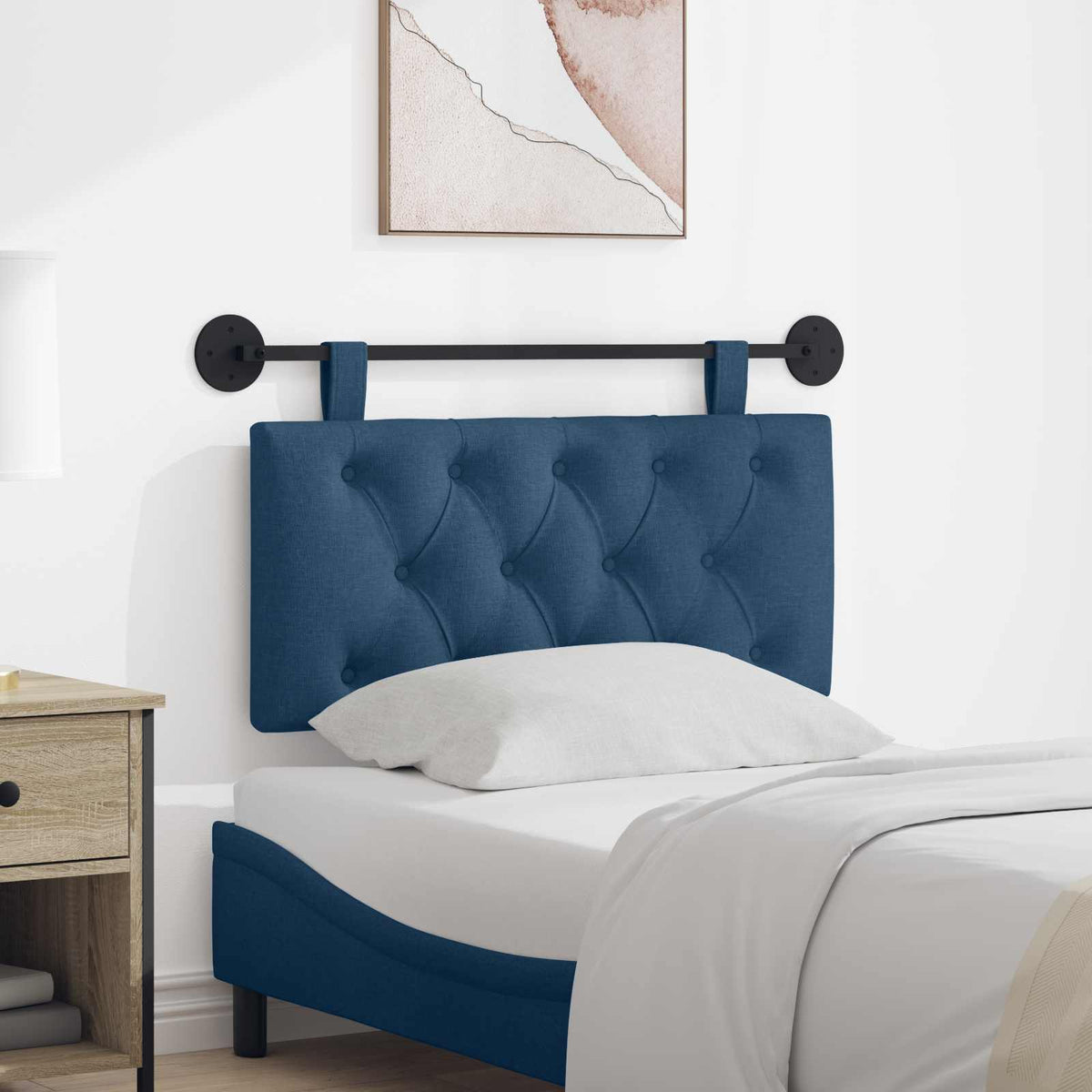 Vidaxl hangend hoofdbord blauw stof