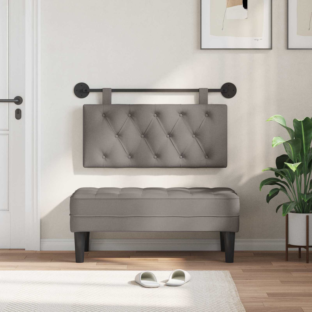 Vidaxl hangend hoofdbord taupe stof