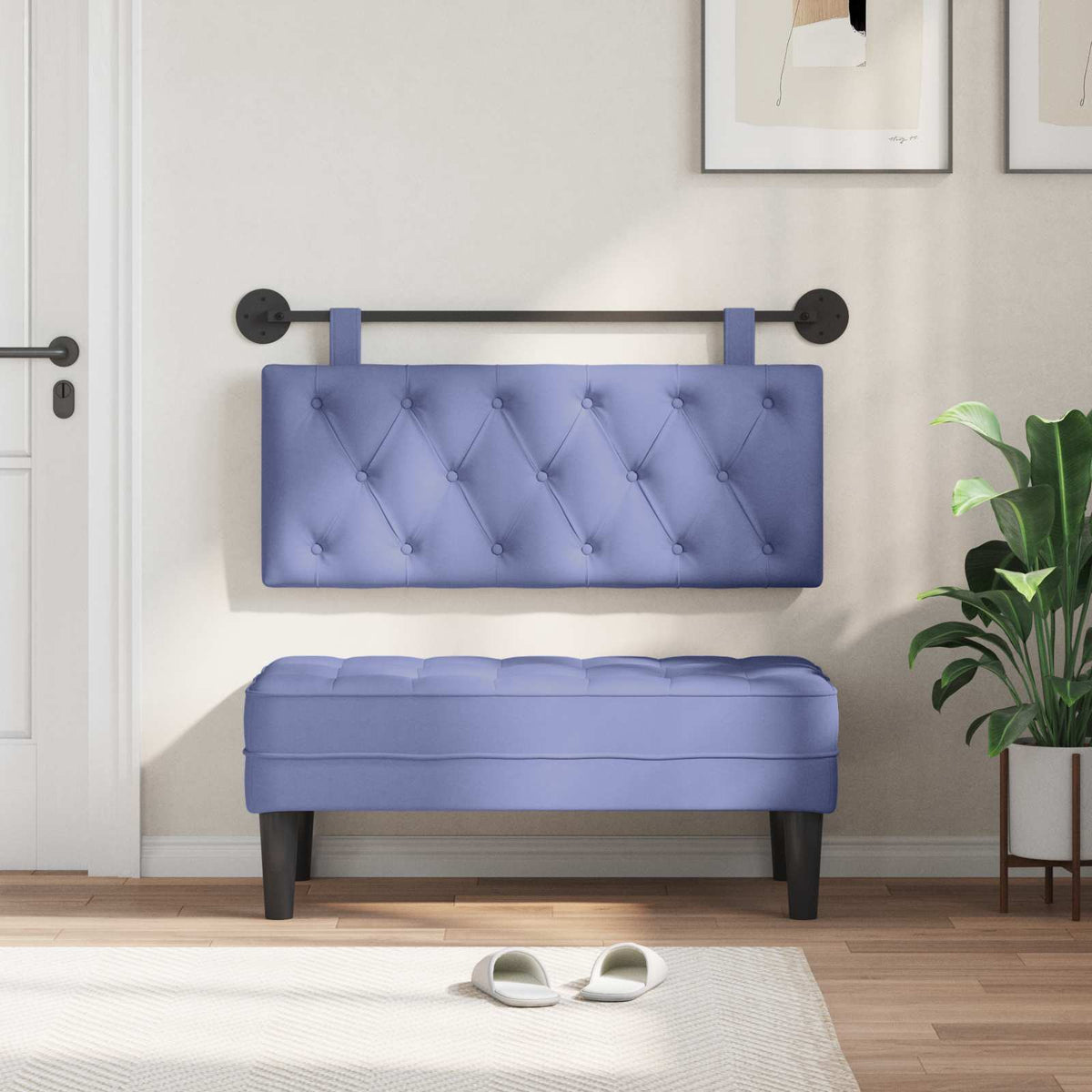 Vidaxl hangend hoofdbord jeans blauw stof