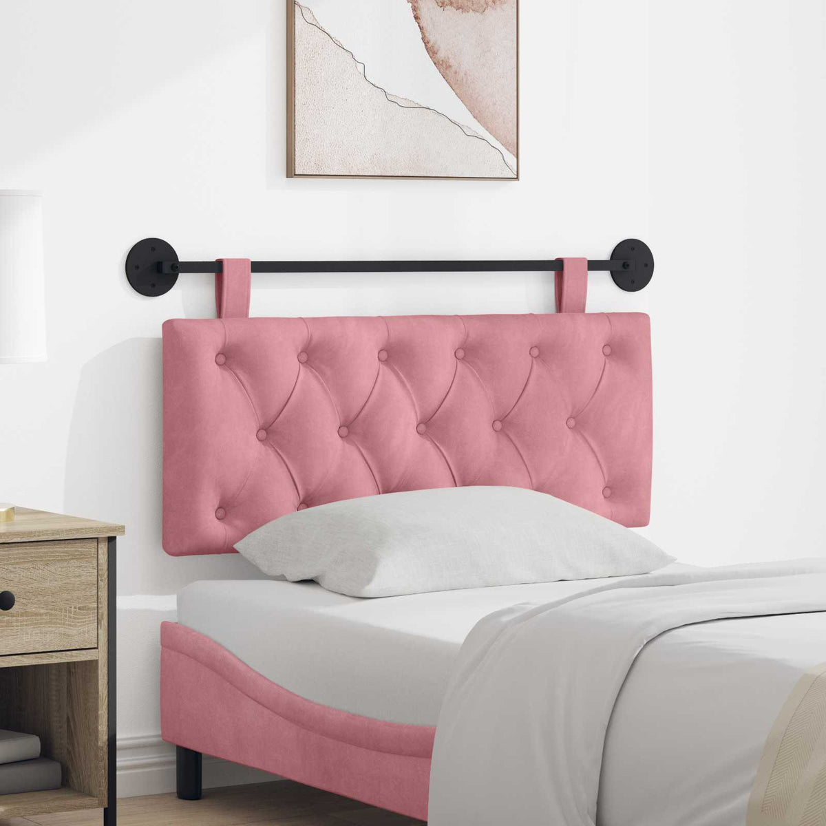 Vidaxl hangend hoofdbord roze fluweel