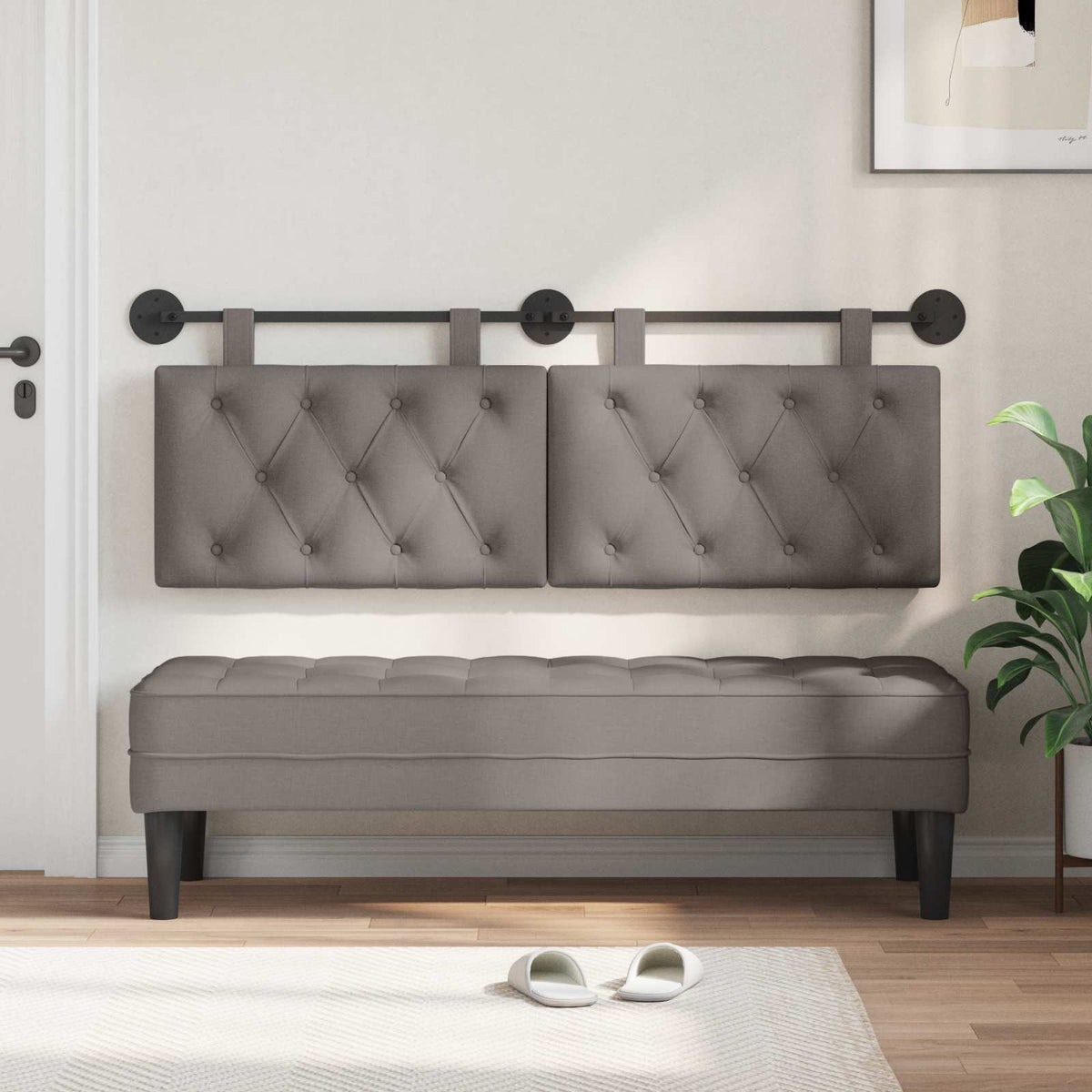 Vidaxl hangend hoofdbord taupe stof
