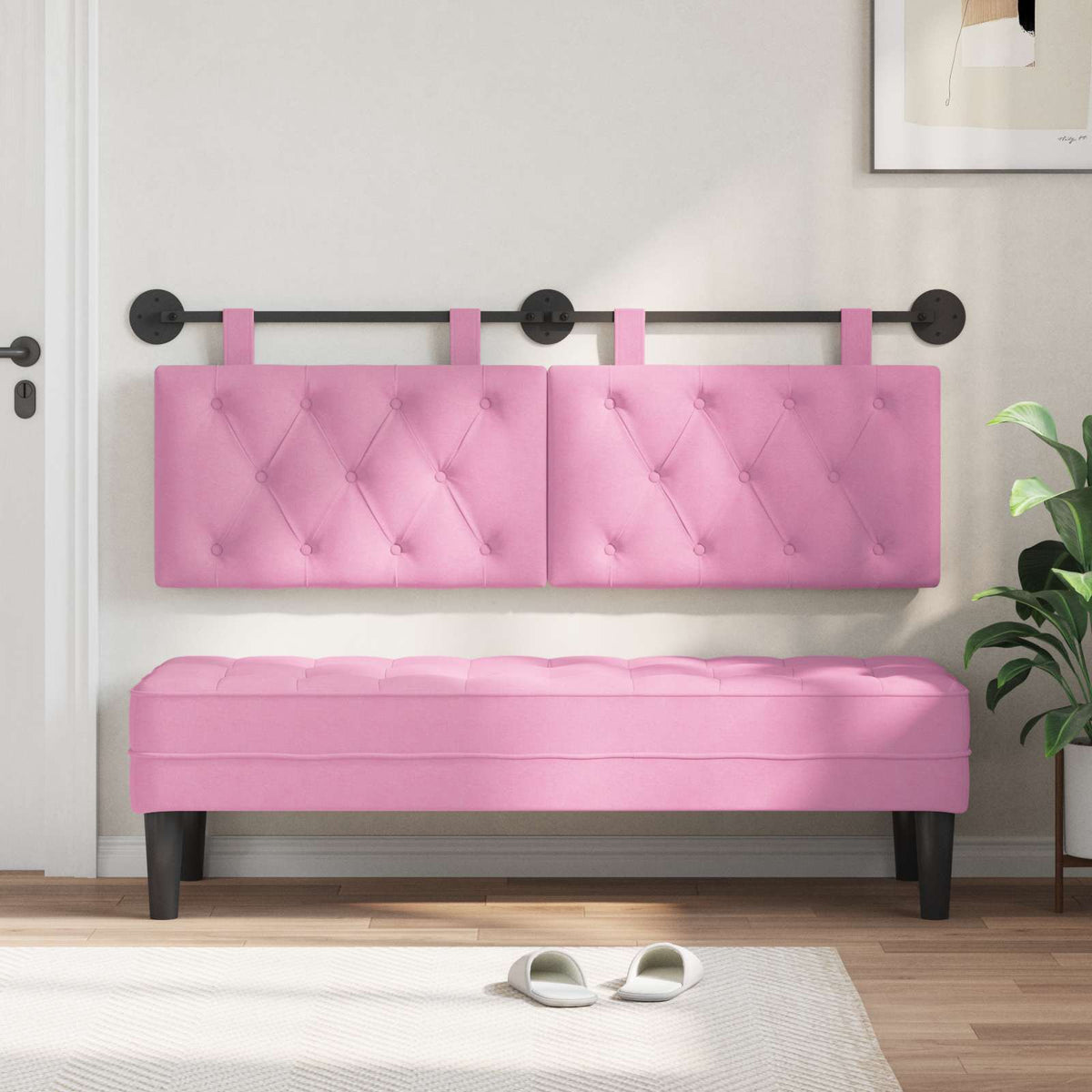 Vidaxl hangend hoofdbord roze stof