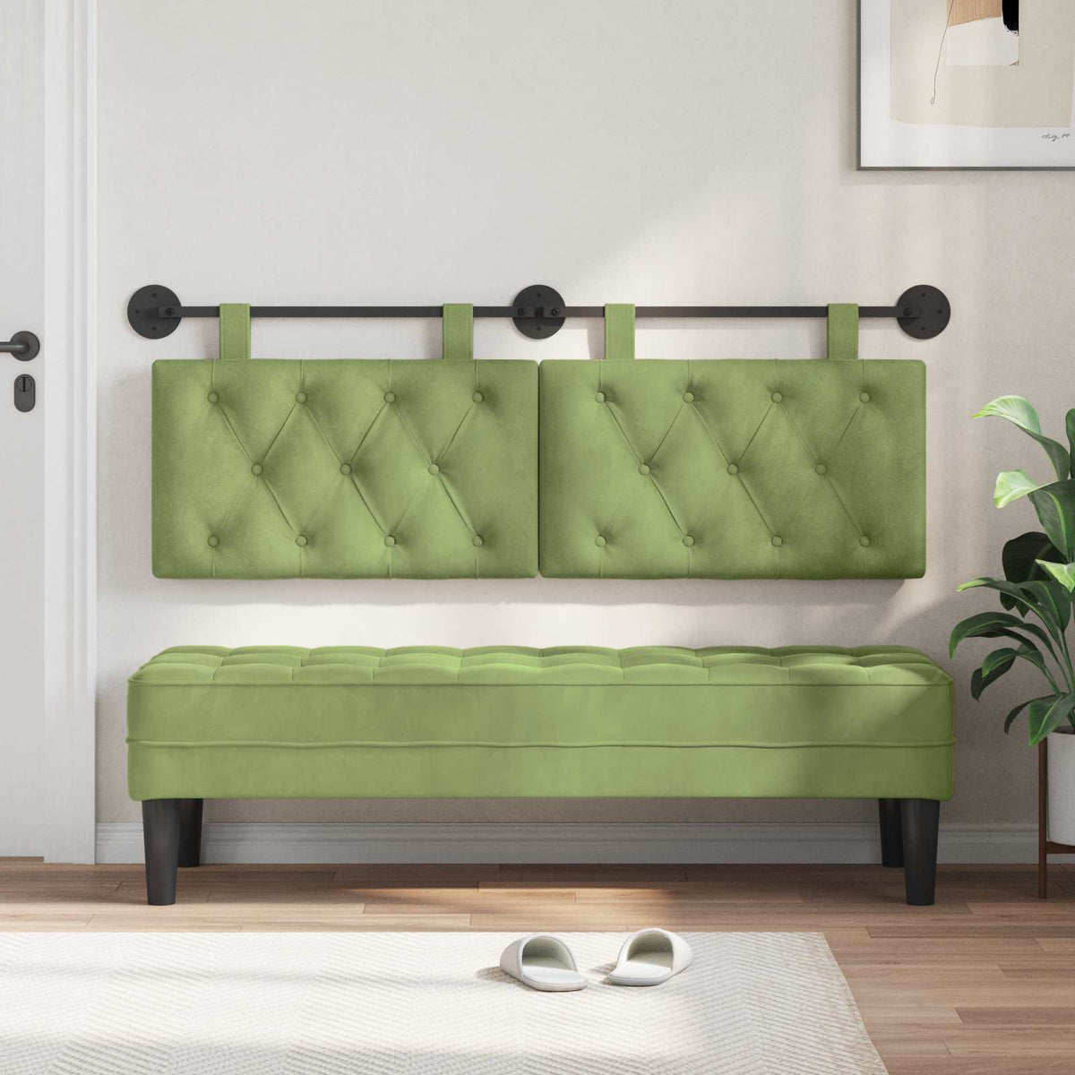 Vidaxl hangend hoofdbord lichtgroen fluweel