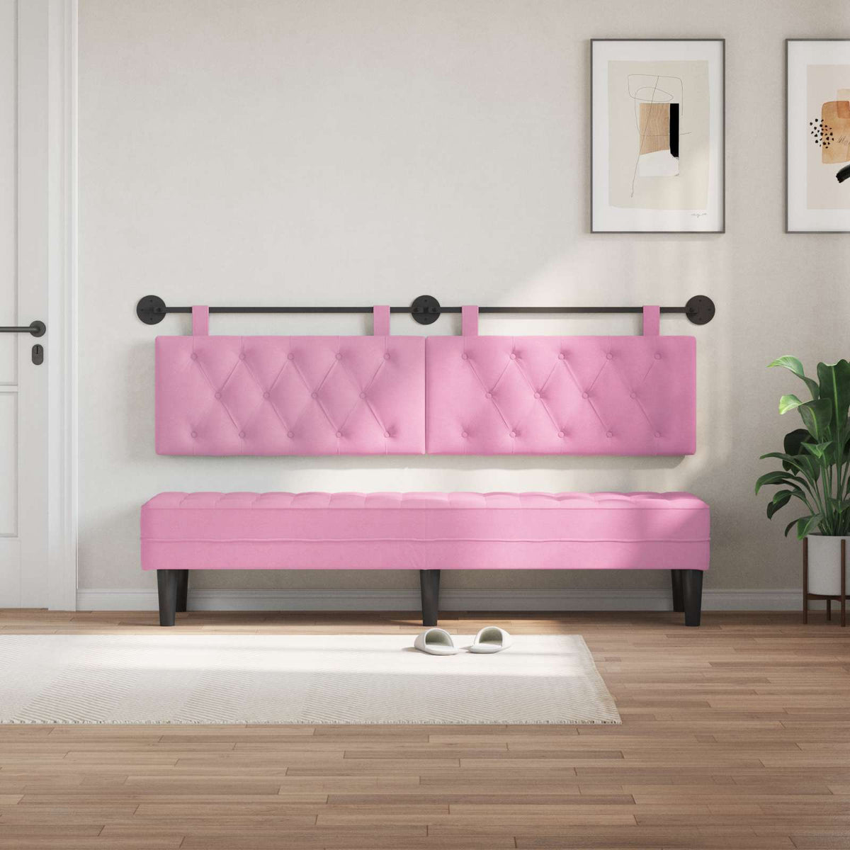 Vidaxl hangend hoofdbord roze stof