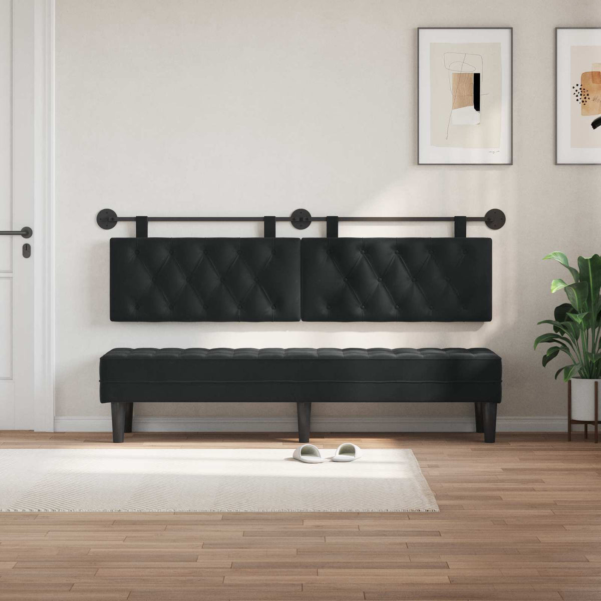 Vidaxl hangend hoofdbord zwart fluweel