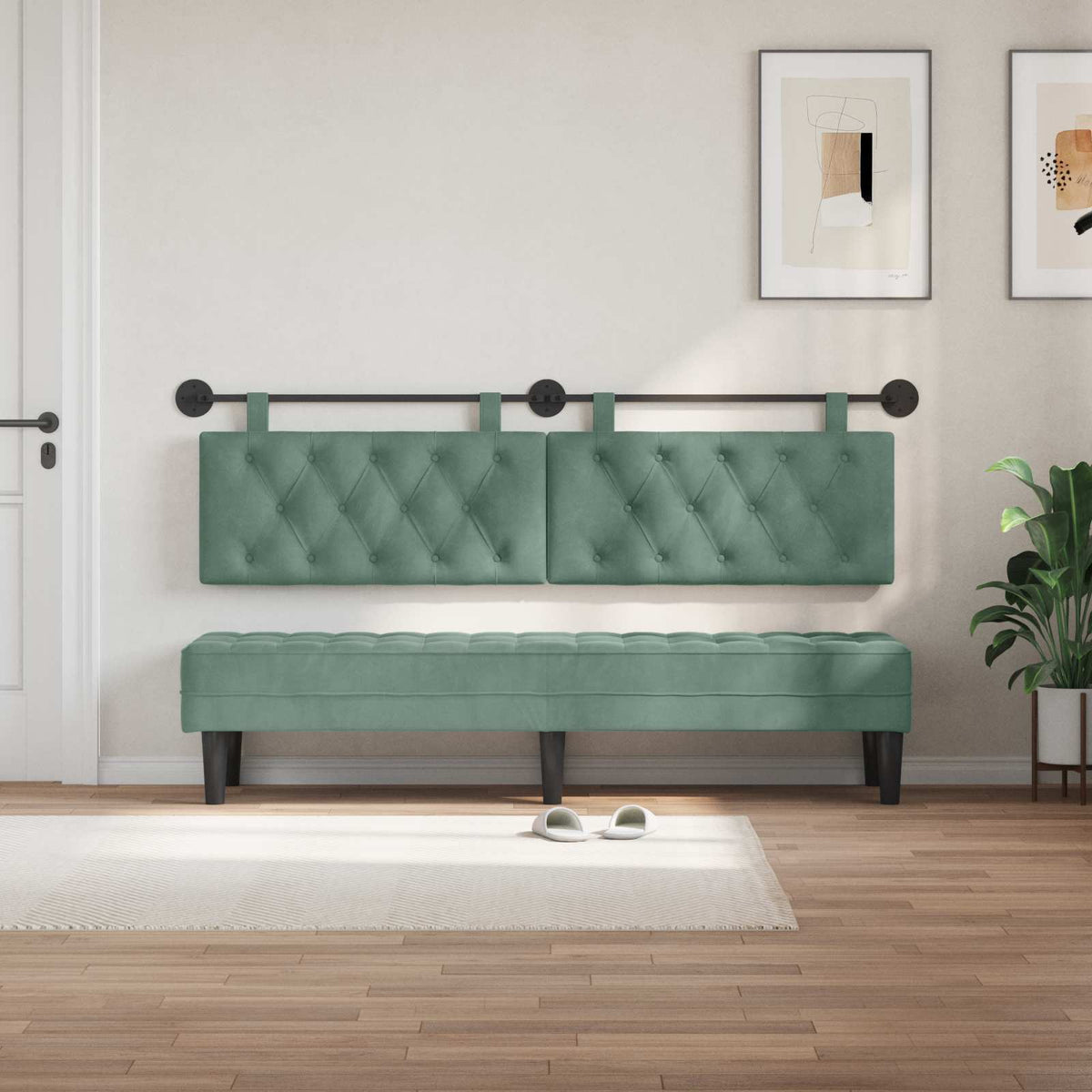 Vidaxl hangend hoofdbord zeegroen fluweel