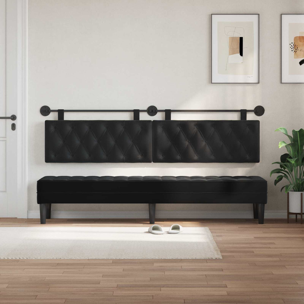 Vidaxl hangend hoofdbord zwart fluweel