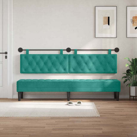 Vidaxl hangend hoofdbord turquoise fluweel