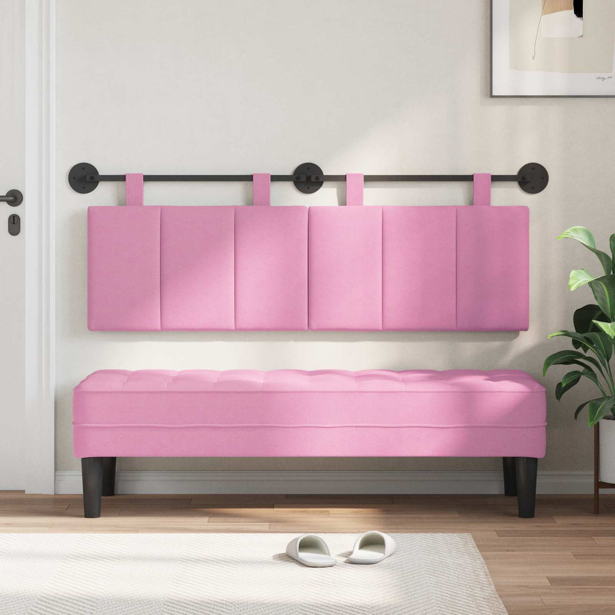 Vidaxl hangend hoofdbord roze stof