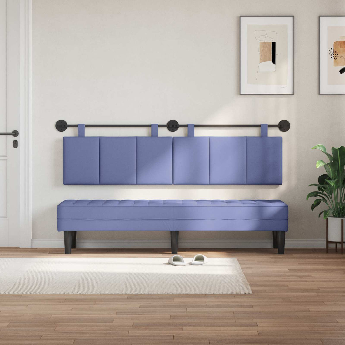 Vidaxl hangend hoofdbord jeans blauw stof