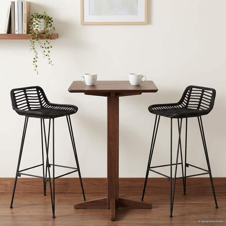 Vidaxl barkruk 2 st zwart 44 x 46 x 91 cm rattan en staal