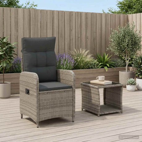 Vidaxl tuin loungeset 2 st grijs en donkergrijs poly rattan en glas
