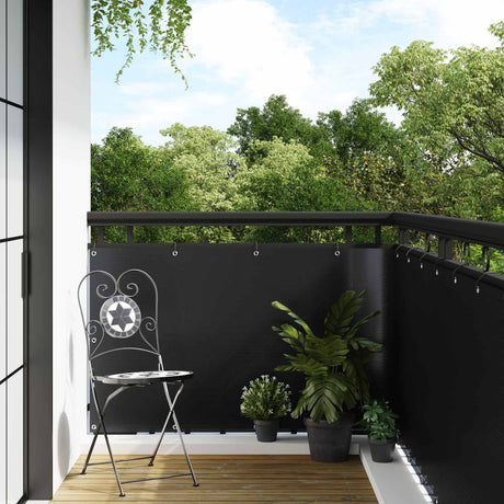 Vidaxl balkon scherm met oogjes 1000 x 100 cm poly rattan zwart