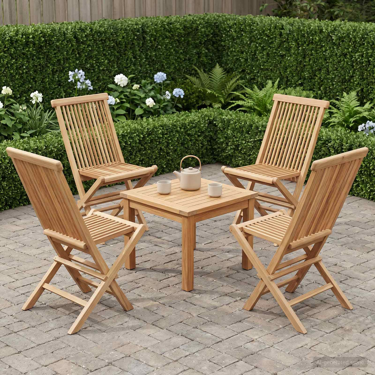 Vidaxl opvouwbare tuinstoel 4 st naturel massief teakhout