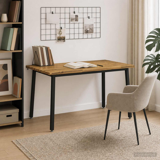 Vidaxl 140 x 70 x 75 cm massief acaciahout wit en zwart rechthoekig