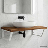Vidaxl live edge wandplank voor wastafel natuurlijk en wit