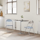 Vidaxl inklapbare stoel 2 st nep leer grijs 48 x 43,5 x 81 cm