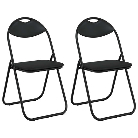 Vidaxl inklapbare stoel 2 st nep leer zwart 48 x 43,5 x 81 cm