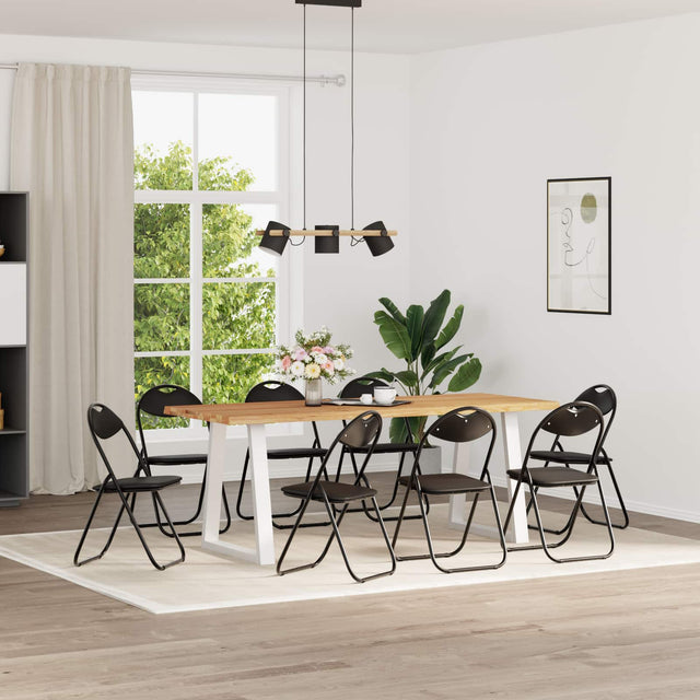 Vidaxl inklapbare stoel 8 st nep leer zwart 48 x 43,5 x 81 cm