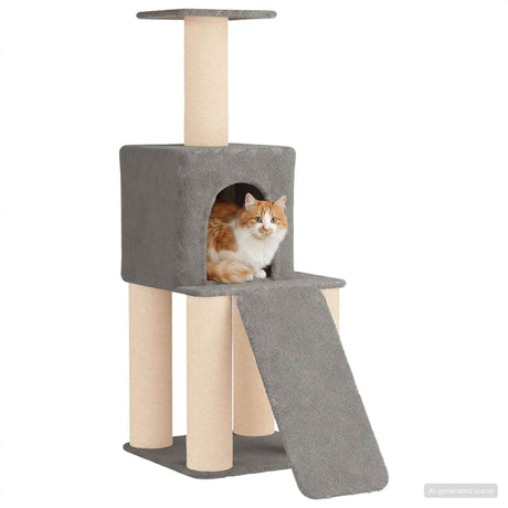 Vidaxl kattenboom met sisal krabpalen lichtgrijs 146 cm