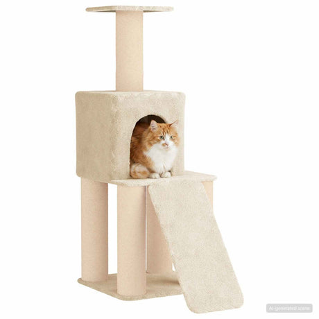 Vidaxl kattenboom met sisal krabpalen crèmekleurig 146 cm