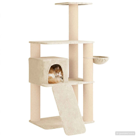 Vidaxl kattenboom met sisal krabpalen crèmekleurig 173 cm