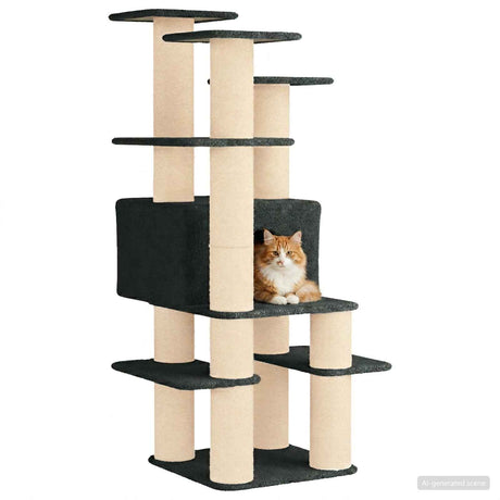 Vidaxl kattenboom met sisal krabpalen donkergrijs 161 cm