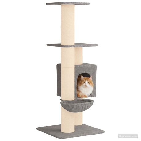 Vidaxl kattenboom met sisal krabpalen lichtgrijs 137 cm