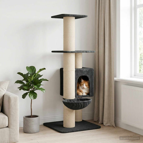 Vidaxl kattenboom met sisal krabpalen donkergrijs 137 cm