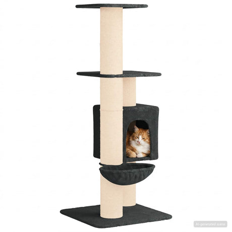 Vidaxl kattenboom met sisal krabpalen donkergrijs 137 cm