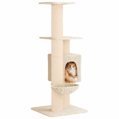 Vidaxl kattenboom met sisal krabpalen crèmekleurig 137 cm