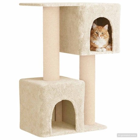 Vidaxl kattenboom met sisal krabpalen crèmekleurig 114 cm