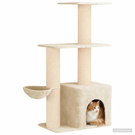 Vidaxl kattenboom met sisal krabpalen crèmekleurig 133 cm