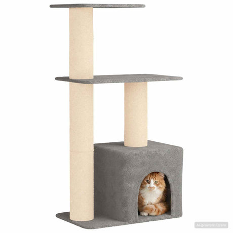 Vidaxl kattenboom met sisal krabpalen lichtgrijs 133 cm