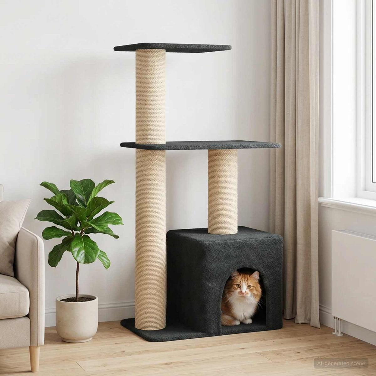 Vidaxl kattenboom met sisal krabpalen donkergrijs 133 cm