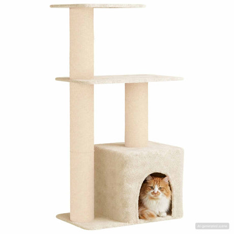 Vidaxl kattenboom met sisal krabpalen crèmekleurig 133 cm