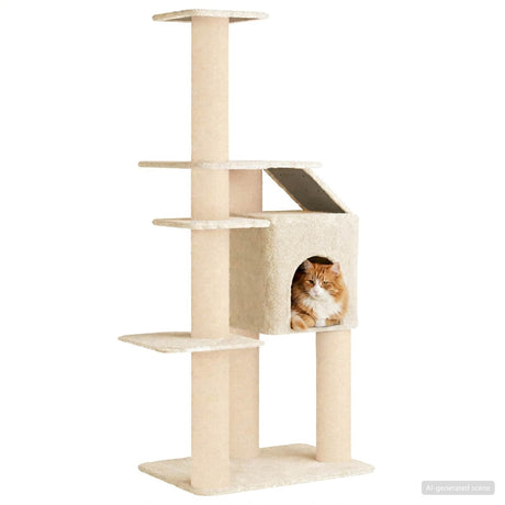 Vidaxl kattenboom met sisal krabpalen crèmekleurig 183 cm