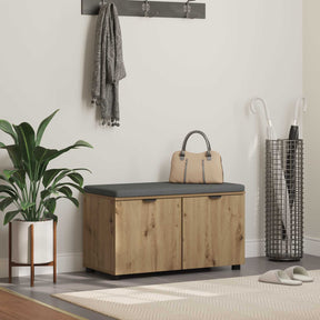 Vidaxl schoenbank met kussen artisanaal eiken 80 x 38 x 46 cm