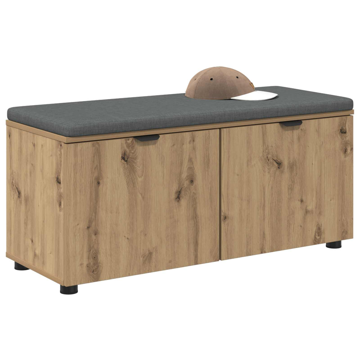 Vidaxl schoenbank met kussen artisanaal eiken 100 x 38 x 46 cm