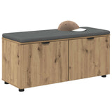 Vidaxl schoenbank met kussen artisanaal eiken 100 x 38 x 46 cm